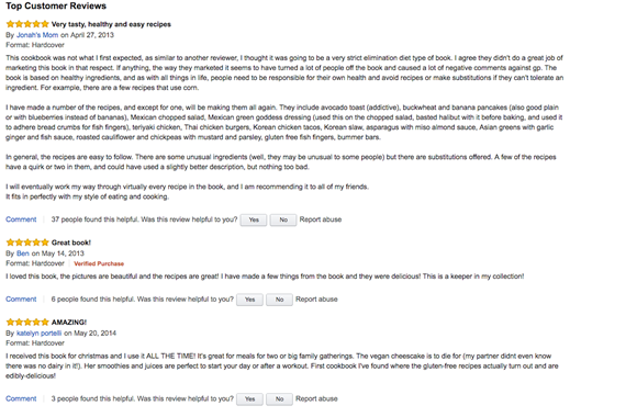 亞馬遜的評(píng)論舉例